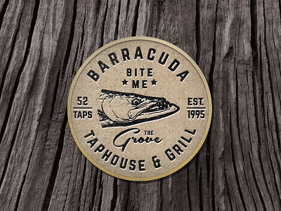 Barracuda Taphouse & Grill Badge animal app badge branding design illustration lockup logo texture type typography untappd