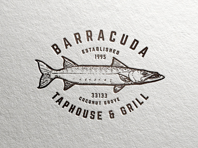Barracuda Taphouse & Grill Logo animal branding design fish identity illustration logo mark restaurant stamp type typography