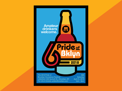Pride of Brooklyn 2018 Poster 80s beer beer bottle branding brooklyn event illustration lockup new york nyc poster print retro typography