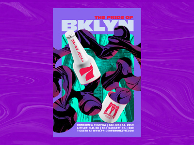 Pride of Brooklyn 2019 Poster beer beer bottle beer branding bridge brooklyn brooklyn bridge design illustration poster pride of brooklyn trippy type typography