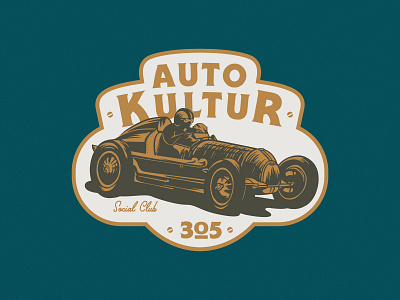 "Auto Kultur" graphic for Beat Culture auto automotive badge cars emblem illustration lockup logo logotype mark miami racing vintage