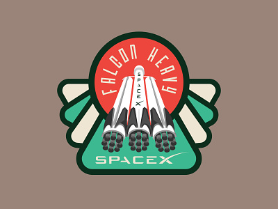 Space Mission Patch: Falcon Heavy aerospace branding illustration logo design logotype patch rocket rocketship space spaceship spacex