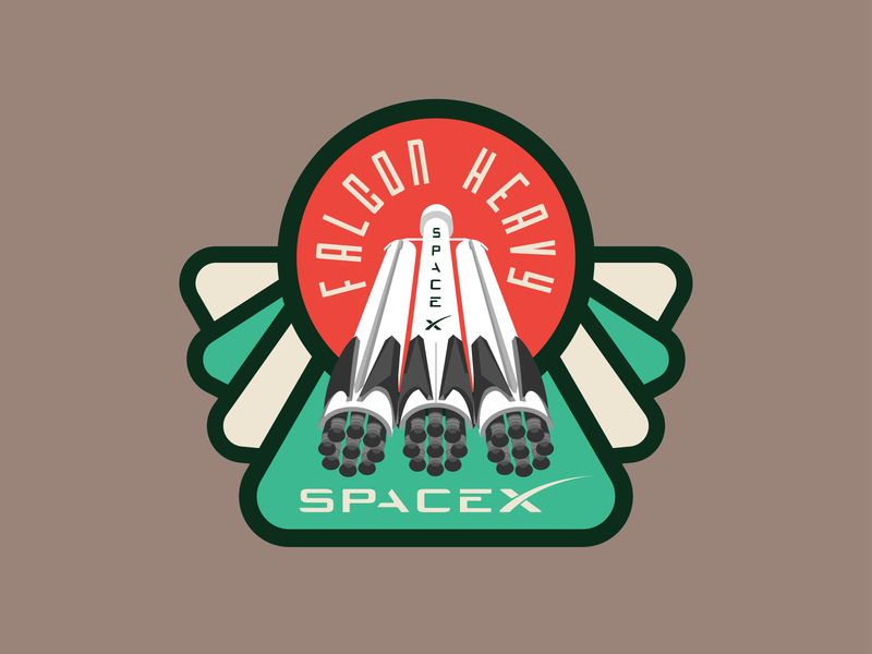 Space Mission Patch: Falcon Heavy aerospace branding illustration logo design logotype patch rocket rocketship space spaceship spacex