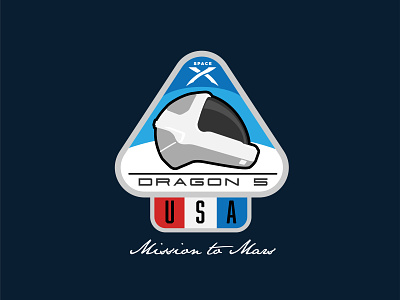 Space Mission Patch: Dragon 5, U.S. Mission to Mars design dragon elonmusk helmet illustration mission patch patch spacex usa