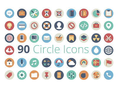 Free Circle Icon Set. business circle flat free freebie icons set vectored