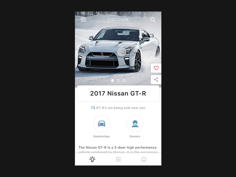 Car Search Results animation car concept design gtr search ui ux