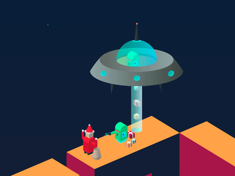 The aliens are in the details artwork gif illustration isometric xmas