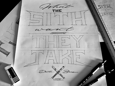 Lettering quote sketch custom type handlettering lettering lightsaber poster quote sith star wars typography
