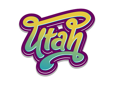 Utah Lettering blue gradient green handlettering lettering logo typography yellow