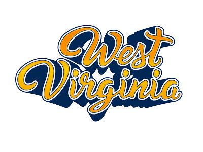 West Virginia Lettering blue handlettering handmade lettering logo orange typography
