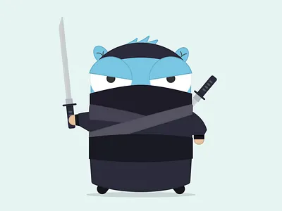 Gopher Ninja 2d flat golang gopher illustration ninja ui