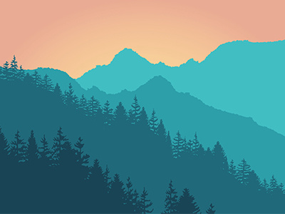 Sunset on dark forest dark forest illustration illustrator landscape sunset