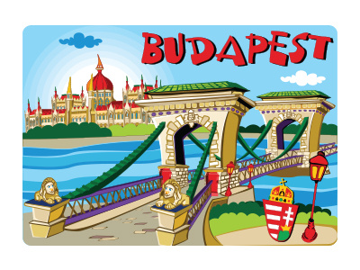 Budapest budapest cartoon illustration poster