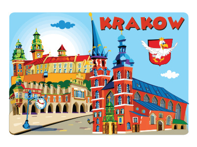 Krakow cartoon illustration krakow poland poster