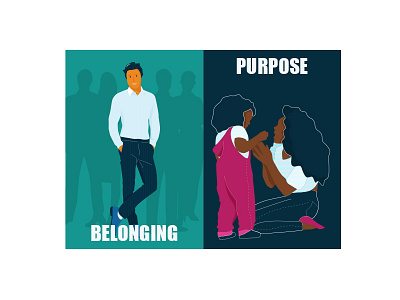 Illustrations for articles | The Four Pillars Of Meaning belonging child flat illustration male figure motherhood purpose