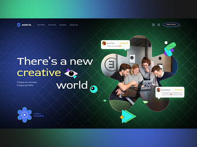 Asteria agency corporate creative first screen main team trends ui design