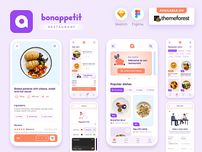 Bon Appetit Restaurant App Template bon appetit book a table food app food delivery food order restaurant app