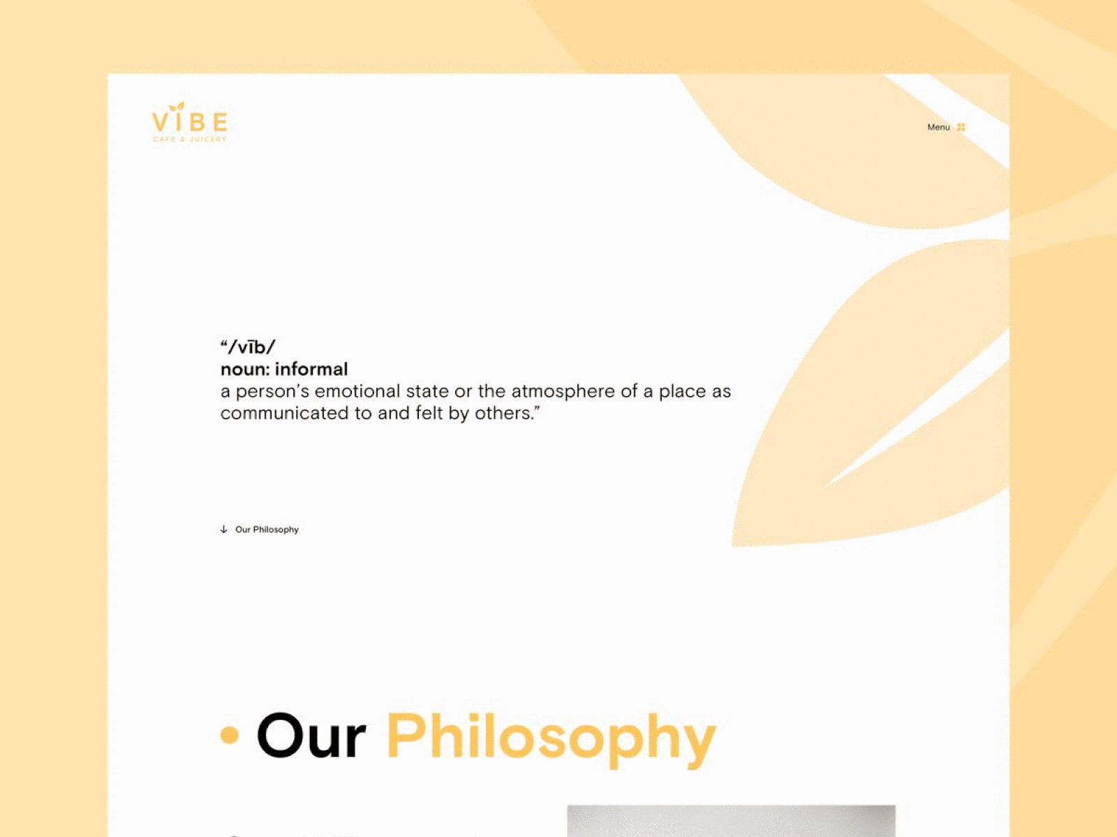 Vibe – Secondary pages about branding coffeeshop design menu restaurant typography ui vegan
