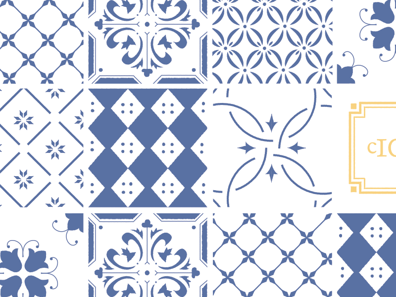Tile Exploration blue delft kansas city illustration tile