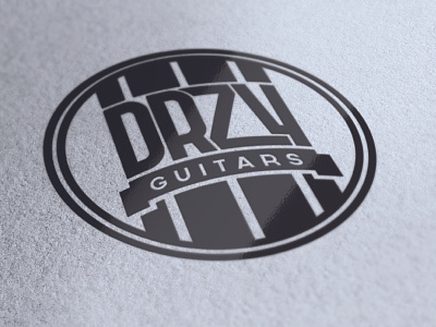 DRZY Guitars Logo badge banner black branding circle drzy guitar logo music musician stripe white