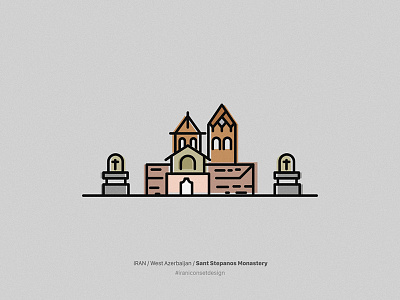 Sant Stepanos azerbaijan building design icon iran line monastery persian project vector