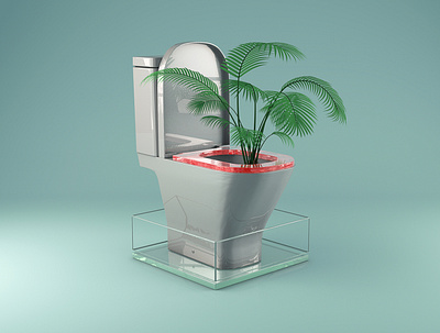 GardenC c4d conceptual form garden glass graphic graphic design green highquality object planet render rgb toilet tree wc