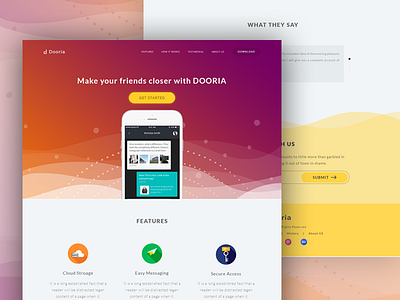 Dooria - App Landing Page Design Completed app design clean creative design dooria illustration ios landing page template ui ux web