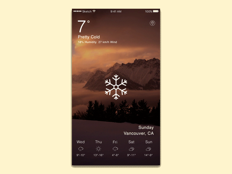 Weather App Design 2d android animation app clean design gif ios principle ui ux weather