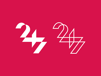 24/7 247 abstract clean geometric lettermark logo logomark minimal minimalism modern numbers