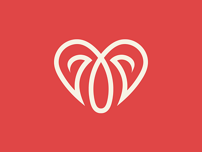 Love birds abstract bird clean couple geometric heart logo logomark minimal minimalism modern pretty red valentines