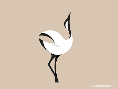 White crane bird abstract clean design geometric logo logodesigner logomark minimal minimalism modern