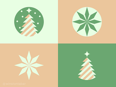 Christmas tree and lantern illustrations