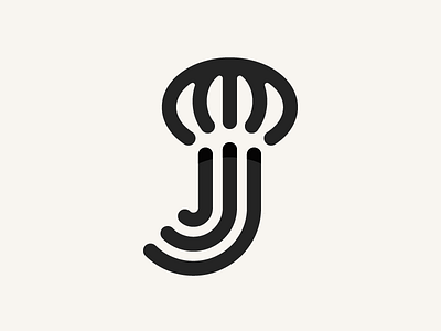 Jellyfish abstract clean geometric jellyfish letter logo mark minimal minimalism