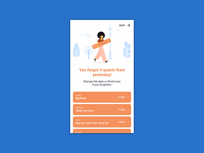 Yestoday - Forgotten quests design gamification illustration images intelligent points quests todo todolist ui ux yestoday