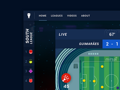 Supercup — Details design field football gamification goal header homepage landingpage layout leagues live score sidebar ui ux