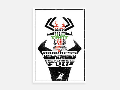 Samurai Jack Triptych - Aku art design lettering poster typography