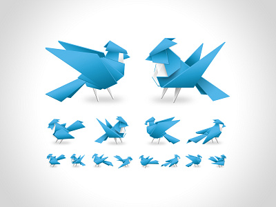 Origami Birds birds blue clean icons light blue logo mini icons origami