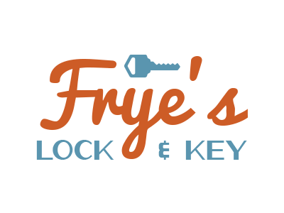 Frye's Lock and Key draft 4 locksmith logo oil can pacifico script