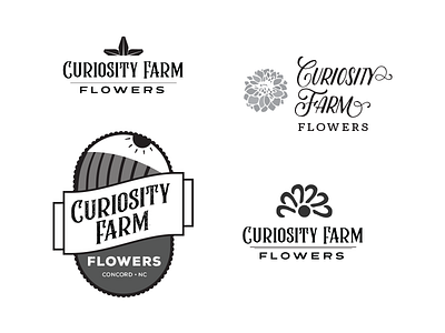 Curiosity Farm Logo Options farm flowers logo