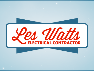 Les Watts logo final badge electrical contractor logo retro script vintage