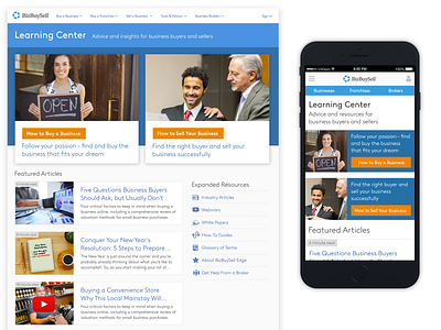 Learning Center landing page