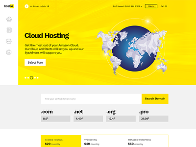 Hostixi cloud hosting layout minimal price template trend ui ux yellow
