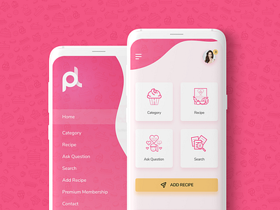 Cake Recipe App app app concept cake food food app pink recipe recipe app recipes sweet sweet app ui ux