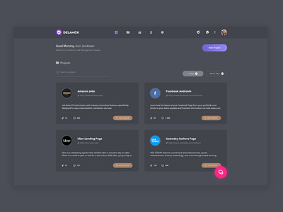 Delanox - Project & Task Management System management system minimal project project management tool responsive task ui ux design ux design web