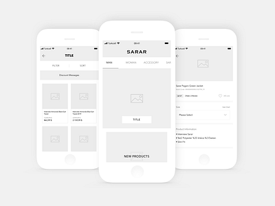 Sarar Shop App Wireframe