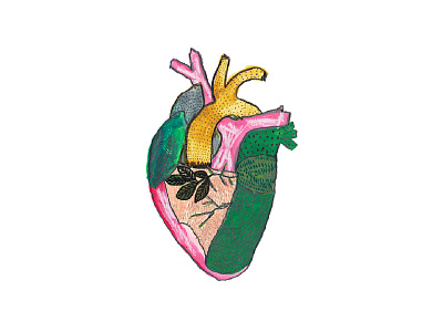 Heart book color design editorial gouache green heart illustration magazine nature watercolor yellow