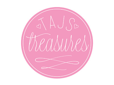 TAJs Treasures Logo boutique curves elegant feminine girlie graphic design hearts jewelry logo pink white