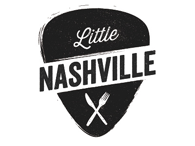 Little Nashville bar black and white branding food fork and knife guitar identity logo music nashville one color restaurant