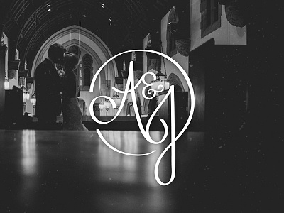 Aaron & Jessica Wedding Logo circle girly hand lettering identity logo love script wedding wedding invitation wedding logo