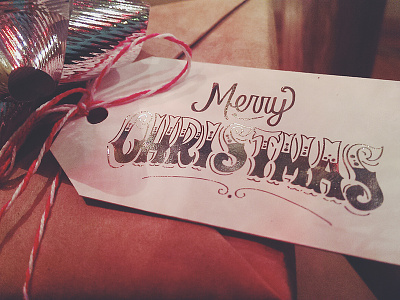 Merry Christmas craft paper foil stamp hand lettering hang tags merry christmas name tags red and white white and silver